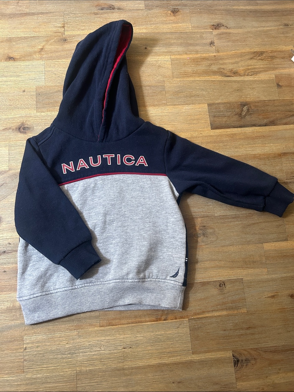 Nautica Kids Navy, Gray & Red Hooded Pullover Sweatshirt